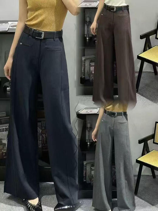 原单新款阔腿直筒裤（没配腰带） 商品图0