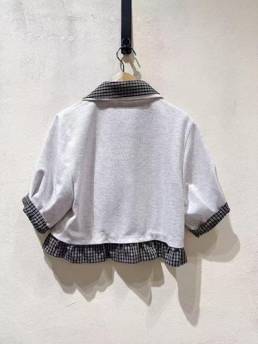 女款拼接格纹短袖polo衫hu 商品图1