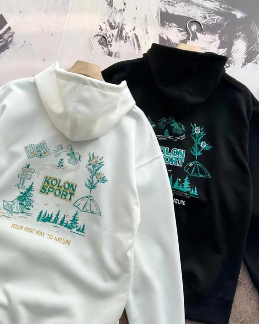 F031412新款防静电露营图案双层华棉连帽圆领男女同款卫衣 商品图6