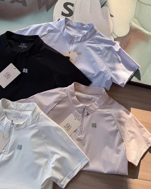 F031458四色女士同款半拉链短袖T恤上衣休闲运动款式半拉链短袖吸湿速干T恤 商品图3