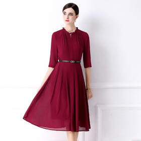 「高货deo」全新升级【铂金会员422/天猫569/差价147】(02920)洛诗琳法式轻薄雪纺连衣裙2026气质优雅修身显瘦百褶裙