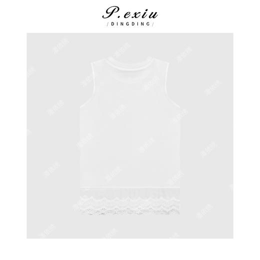 03-3潘依绣丁丁宠粉森系蕾丝勾边中长款叠穿背心 Q45030 商品图1