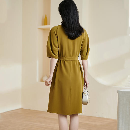 剩XL 【醋酸a字裙】夏季新款优雅大方纯色设计感压褶连衣裙 商品图2