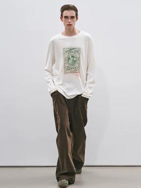 Epide Prefa*b小猪视力表/花枝鼠邮票 搞怪印花宽松长袖T恤