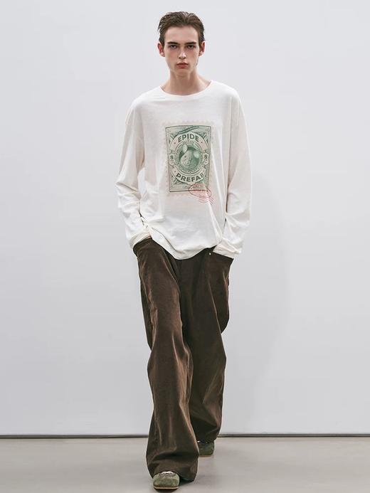 Epide Prefa*b小猪视力表/花枝鼠邮票 搞怪印花宽松长袖T恤 商品图0