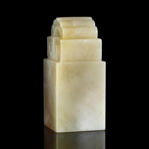 孤品17934老挝石如意博古钮藕粉冻姓名章落款章2.8*2.8*6.4cm 商品图3