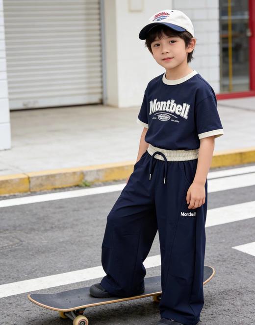 F031460速干面料透气松紧腰抽绳设计儿童撞色潮流弯刀裤 商品图8