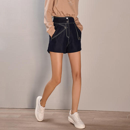 剩S 芳外春季新款时尚气质通勤仿牛仔短裤百搭显腿长休闲裤女0274 商品图3