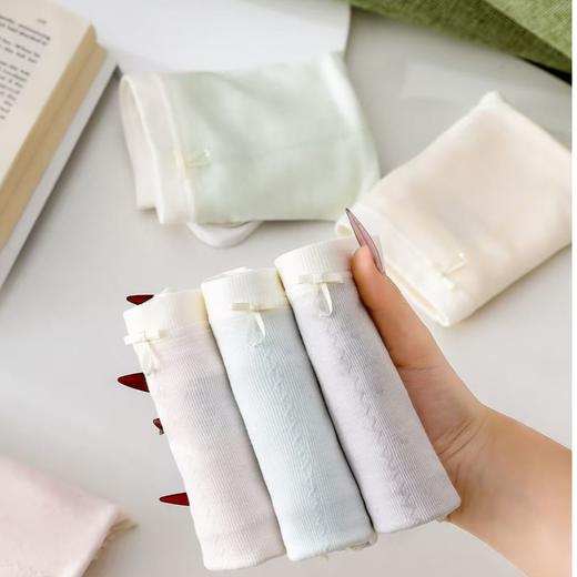 新款女士无缝内裤裸氨棉舒适透气三角裤时尚拼色小蝴蝶结女裤头0603 商品图3