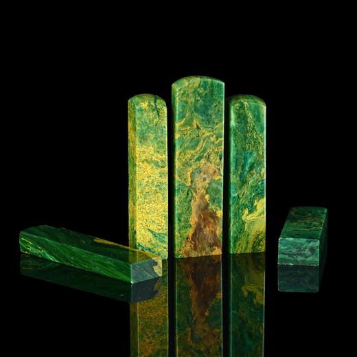 孤品17927翡翠绿孔雀绿石书画落款章硬笔小楷组章5枚-大小不一 商品图2