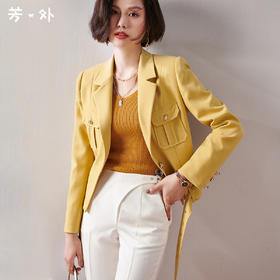 剩XL 芳外春季新款工装通勤百搭长袖西装时尚个性短款女式外套0049