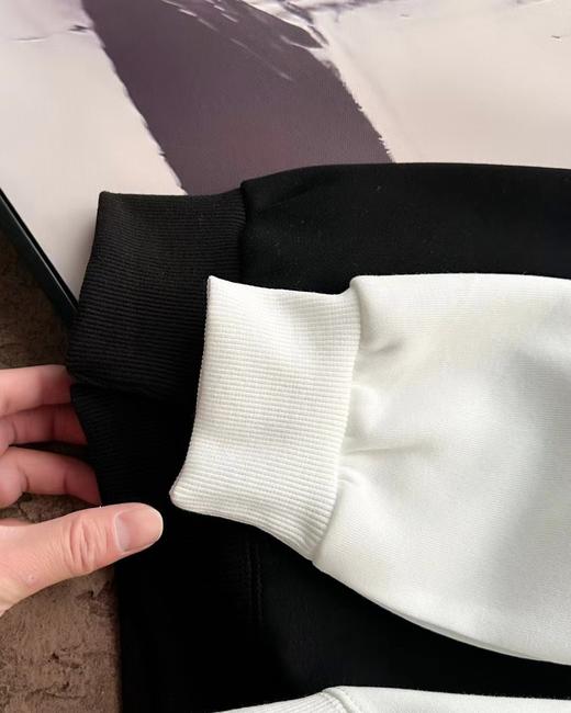 F031453撞色Logo印花秋季情侣款纯色连帽宽松套头卫衣 商品图7