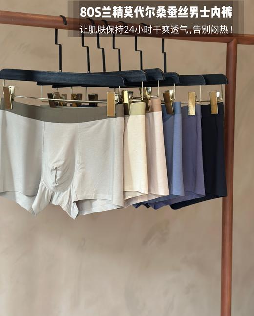 甄选80S兰精莫代尔蚕丝男士内裤 7A桑蚕丝y菌底裆 触感丝滑、软糯亲肤，自带微凉感 透气排汗，不闷不粘，夏天穿巨清爽 高弹不勒，久穿不变形、不松垮 商品图0