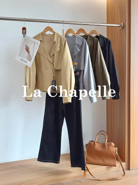 专柜实拍【韩系松弛感】拉夏贝尔/La Chapelle莱赛尔+棉！敲重磅翻领双排扣百搭短款风衣日常通勤外套