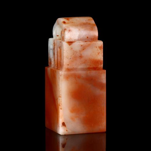 孤品17935老挝石如意博古钮朱砂冻姓名章落款章2.5*2.5*6.0cm 商品图3