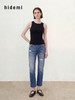 hidemi副线小h 破洞毛边直筒牛仔裤长裤 商品缩略图1