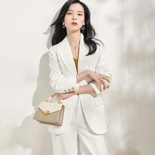 剩L/S/M/XL 芳外春季新品西服五分裤套装通勤百搭减龄显白两件女式套装 商品图2