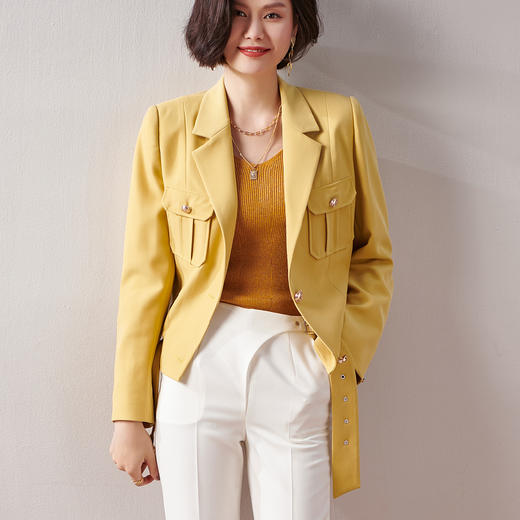 剩XL 芳外春季新款工装通勤百搭长袖西装时尚个性短款女式外套0049 商品图1