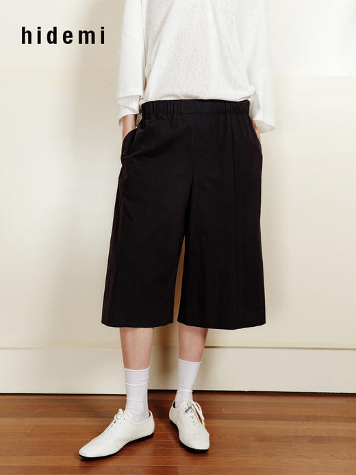 hidemi副线小h 简约休闲阔腿中裤七分裤休闲裤 商品图5