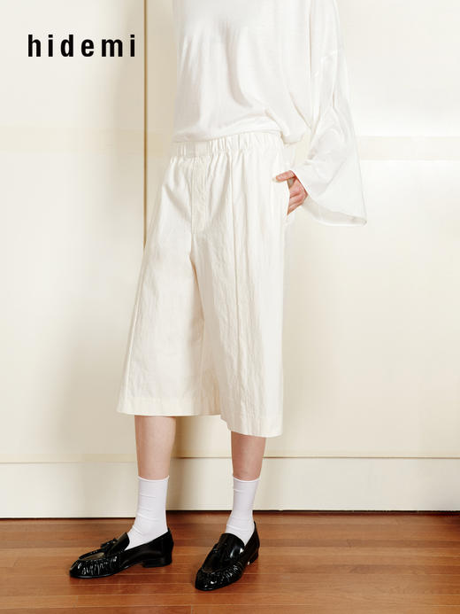 hidemi副线小h 简约休闲阔腿中裤七分裤休闲裤 商品图2