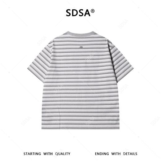 26T631SDSA男装2026新款高贵轻奢美式百搭条纹圆领短袖T恤时尚宽松上衣 商品图4