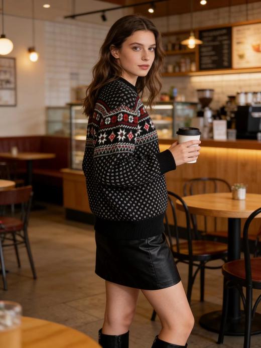 F031452限定秀款复古宽松版型男女同款羊毛拼色毛衣 商品图10