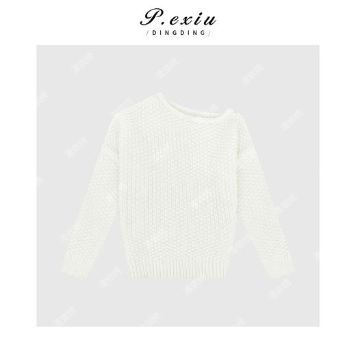 03-3潘依绣丁丁宠粉羊-毛 浮雕纹理肌理感斜领毛衣 D400 商品图1