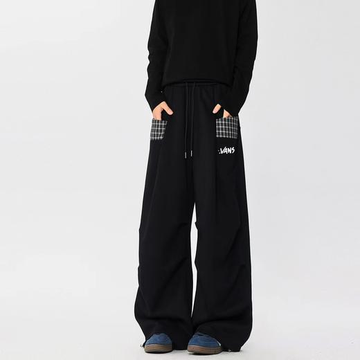 F031435情侣休闲小众拼接格子磨毛工艺直筒阔腿裤 商品图0