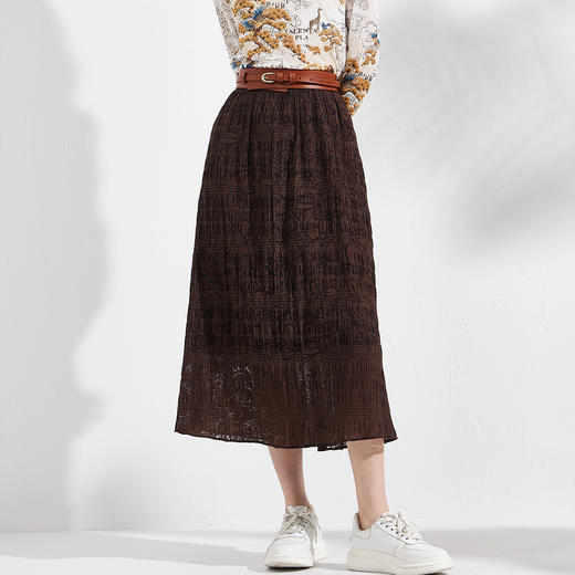 剩S 芳外夏季新款知性优雅提花半身裙薄款垂感飘逸长款伞裙0736 商品图1