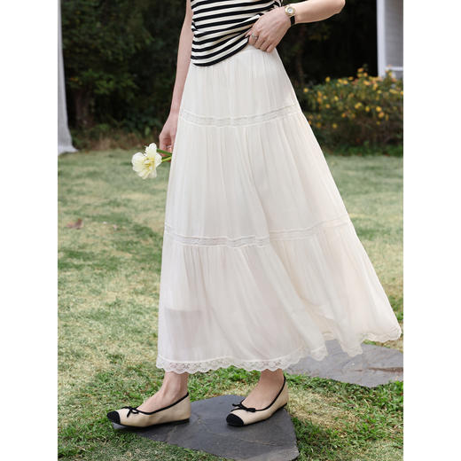 鹿向南「微光絮裙」温柔风杏色蕾丝半身裙女夏季新款巨好看蛋糕裙 商品图1