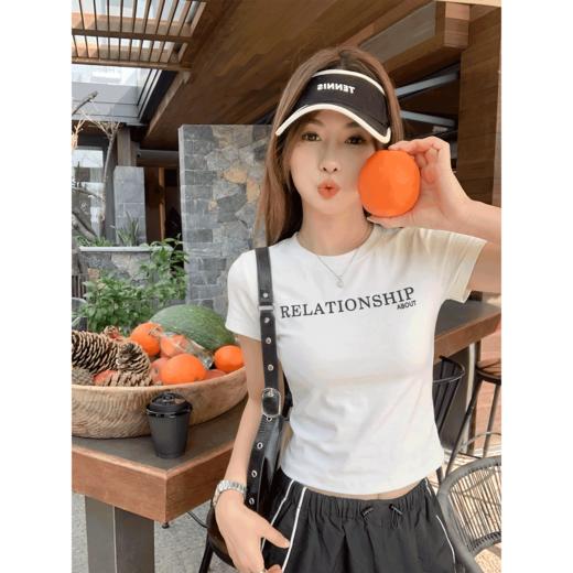 <曾小咸推荐>韩系修身字母印花短袖女t恤【预售款，预计3-15天！！】 商品图1