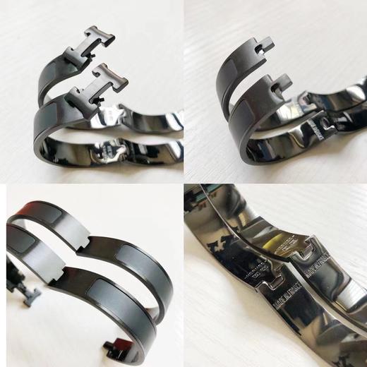 F031426简约时尚帅气十足珐琅雾面磨砂哑光黑武士手镯 商品图3