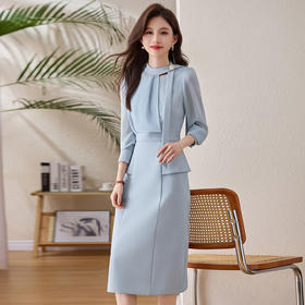 「自」全新升级【铂金会员349/天猫469/差价120】(72118)洛诗琳设计感假两件连衣裙女2026春季新款气质收腰中长裙