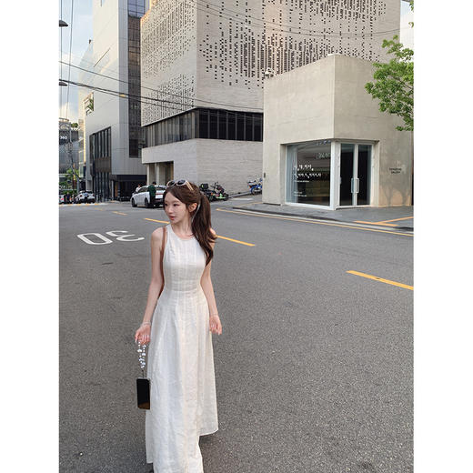 金蘑菇菇  素调美人 BC亚麻裙 / 呼吸感气质收腰亚麻长裙 商品图0