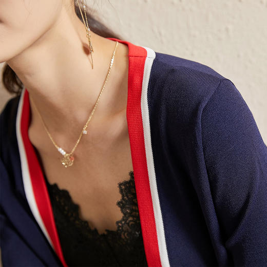 剩M/L 米思阳秋季时尚简约百搭拼色小香风针织开衫外套女 商品图4