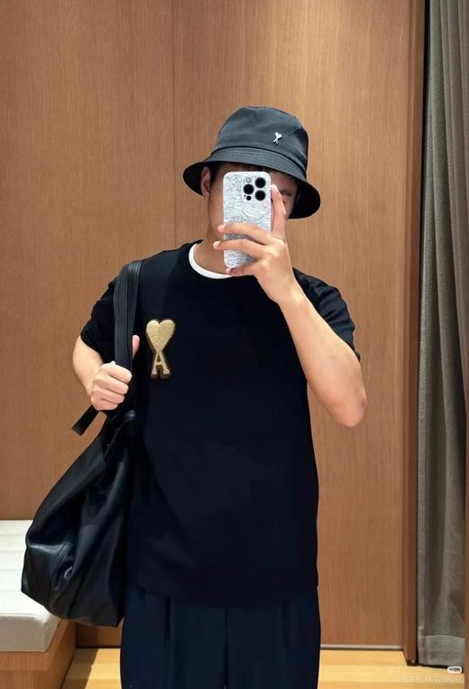 F031449黑金系列大爱心短袖情侣款男女OS毛巾绣T恤 商品图11