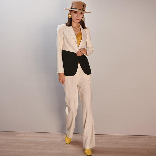 剩S/M 芳外春秋季新品时尚拼接职业套装OL通勤气质两件套 商品图0