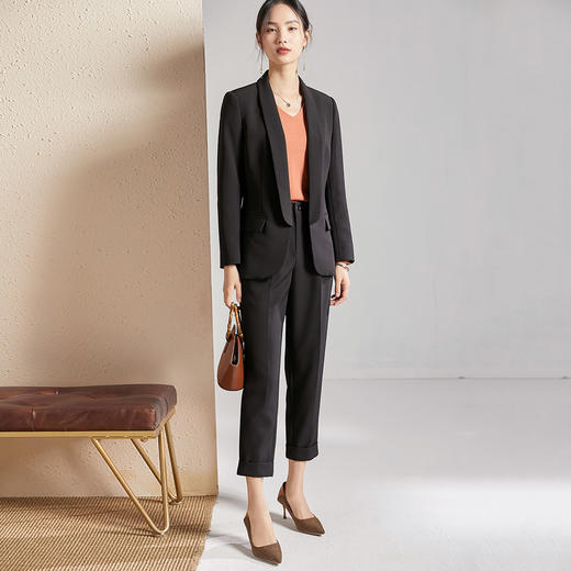 剩S/M 【通勤套装】秋季小西装外套直筒西装裤职业休闲套装女 商品图1