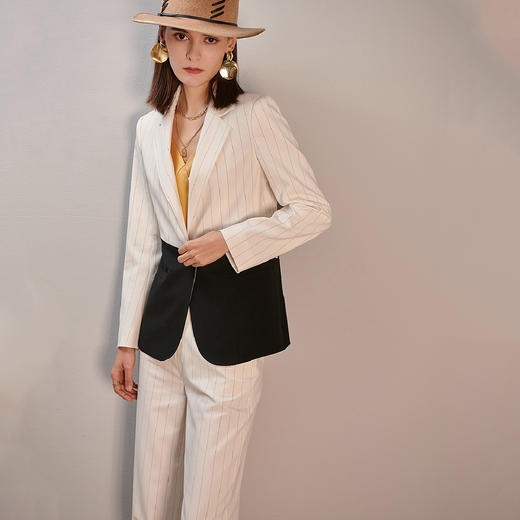 剩S/M 芳外春秋季新品时尚拼接职业套装OL通勤气质两件套 商品图1
