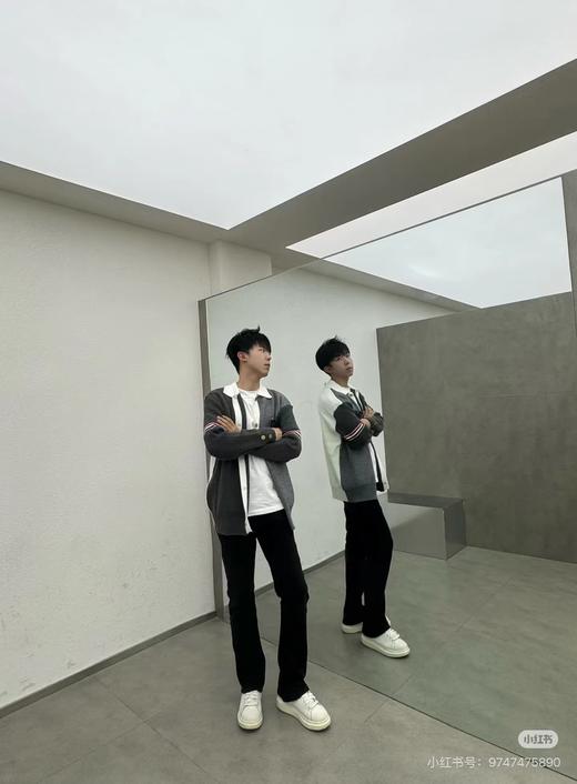 F031455四杠拼色舒适亲肤立挺有型情侣针织开衫外套 商品图10