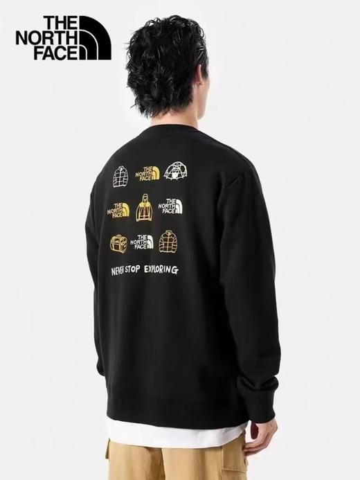 F031408趣味撞色小印花logo叠加帐篷元素圆领情侣款卫衣 商品图1