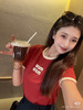 点此购买 缪缪春夏季女士撞色领红色短袖T恤 ye 342336 商品缩略图0