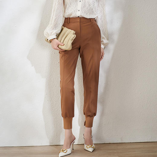 剩S/L/M 芳外春季新款时尚街风哈伦裤束口开叉显瘦百搭弹力休闲裤1517 商品图2