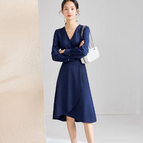 剩S/M 芳外【立体裁剪拼接】新款秋季V领立体拼接A字连衣裙