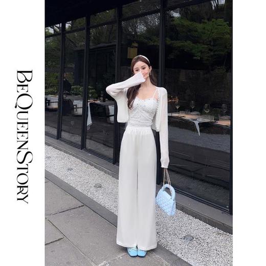 【大货捡漏，不退不换】  【奶油蕾丝】高支含醋脂纤维松紧腰头拼接蕾丝花边阔腿休闲 商品图2