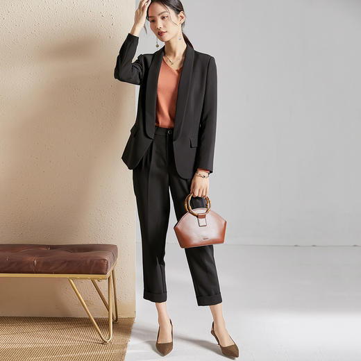 剩S/M 【通勤套装】秋季小西装外套直筒西装裤职业休闲套装女 商品图3