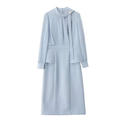 「自」全新升级【铂金会员349/天猫469/差价120】(72118)洛诗琳设计感假两件连衣裙女2026春季新款气质收腰中长裙 商品图4