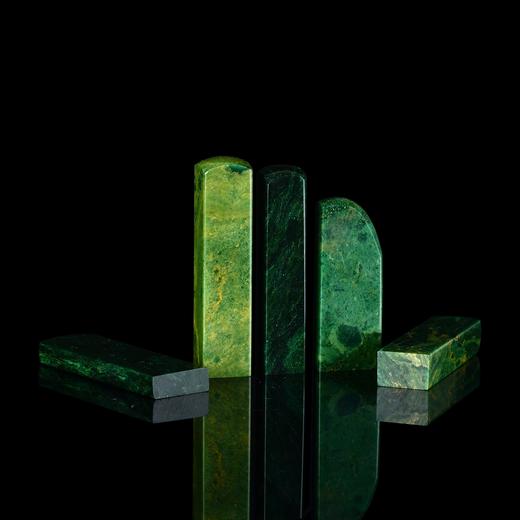 孤品17925翡翠绿孔雀绿石书画落款章硬笔小楷组章5枚-大小不一 商品图3