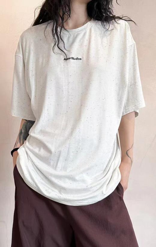 F031405夏季新品圆领彩砂小标字母印花男女宽松短袖T恤 商品图7