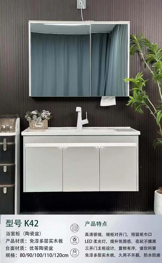 JM 浴室柜 K42-100 三包装 配50陶瓷盆 商品图0